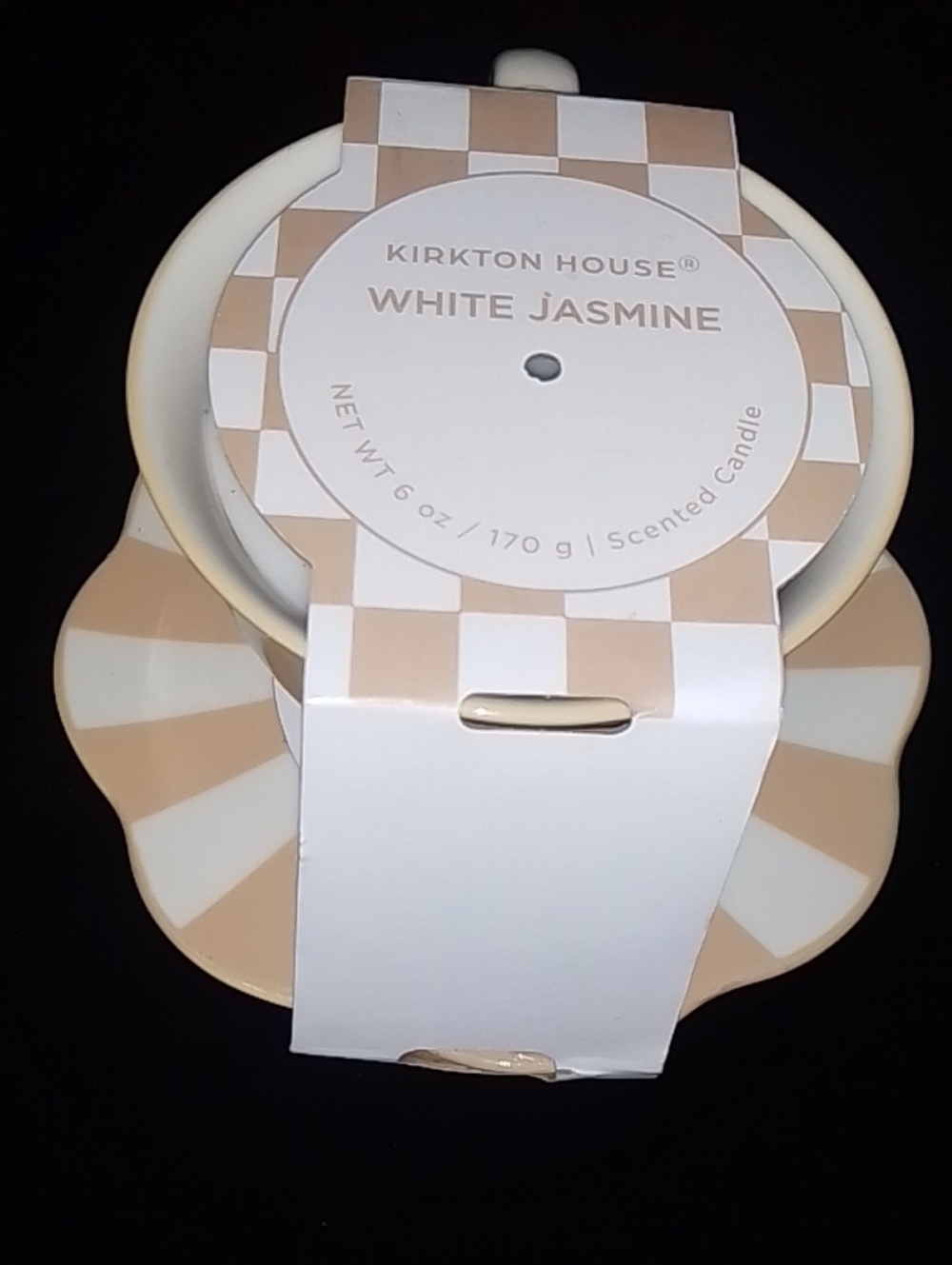 Kirkton House White Jasmine Candle in Cream & White Ceramic Holder